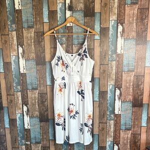 ePretty White Midi Dress with Navy and Pink Floral Print